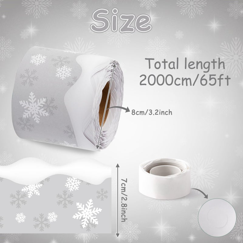 BeYumi Winter Snowflake Border Trim - 65ft Winter Christmas Gray Snowflake Scalloped Rolled Border Trim Xmas Snowflakes Themed Bulletin Board Borders School Classroom Office Chalkboard Party Decor - Image 2